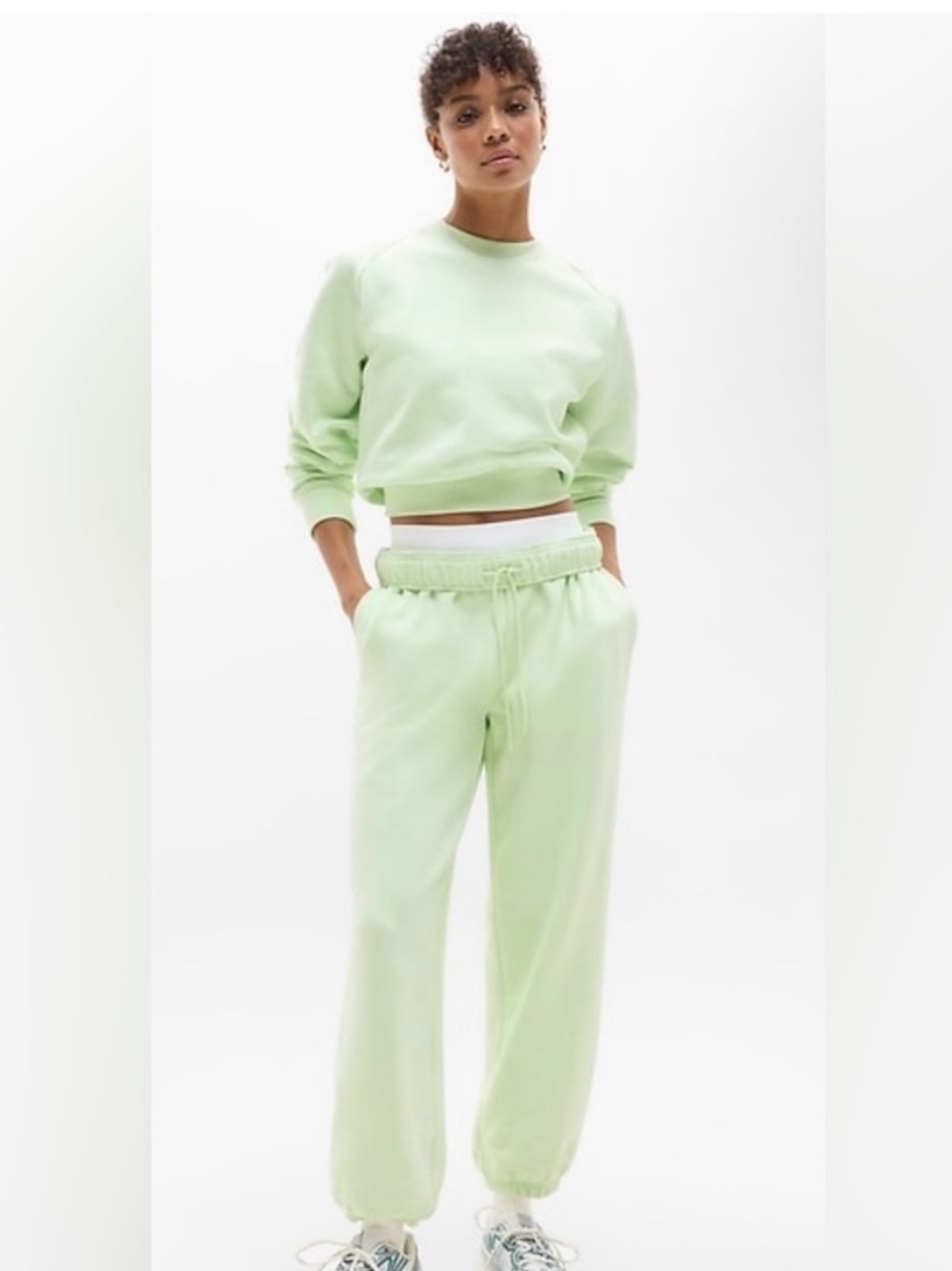 Athleta Forever Fleece Jogger Large Tall Honeydew Green Sweatpants NWT $89